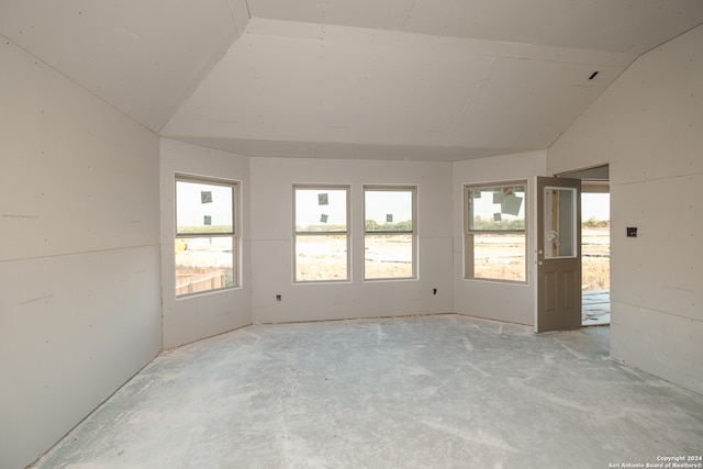 spare room with lofted ceiling