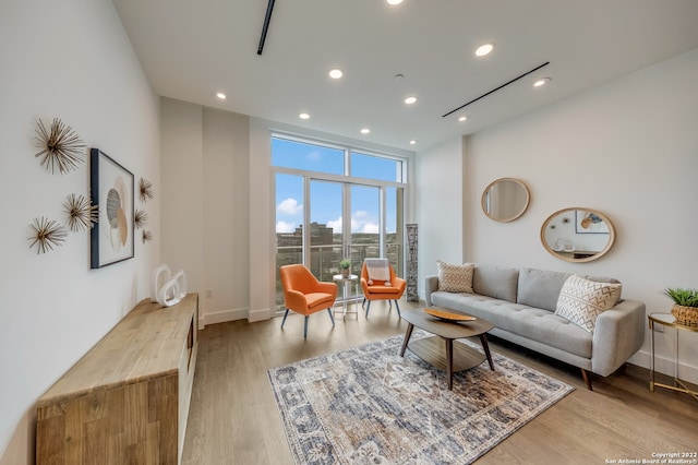 living room featuring light hardwood / wood-style flooring