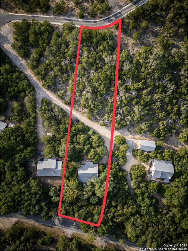 1177 River Rd, Concan, TX 78801 - aerial overview of property's location with property parcel outlined