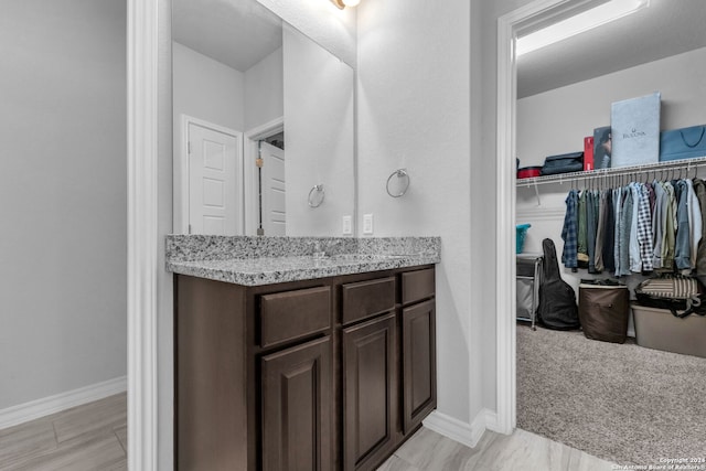 bathroom featuring hardwood / wood-style floors and vanity