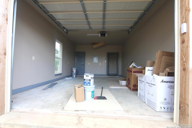 garage with a garage door opener