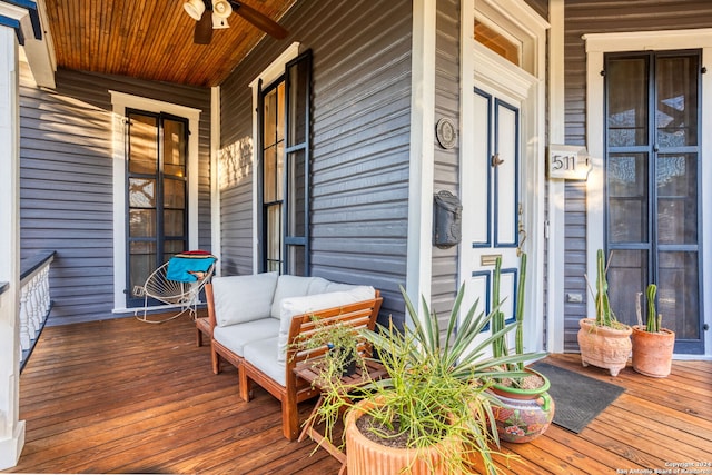 wooden terrace featuring a porch