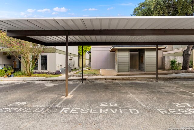 view of covered parking lot
