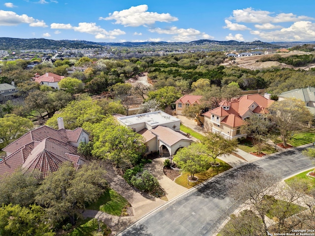 bird's eye view featuring a mountain view