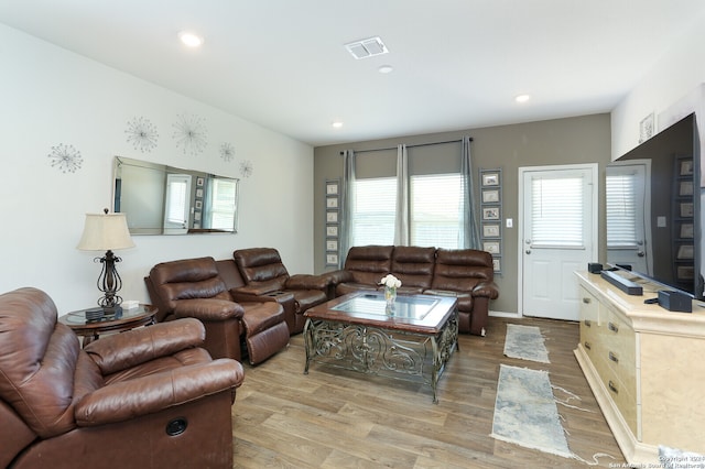 living room with wood-type flooring