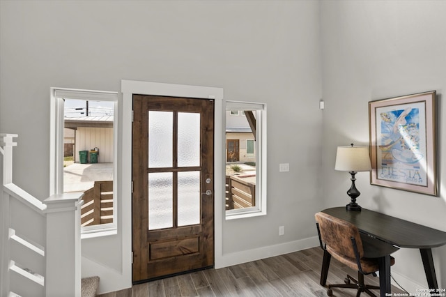 foyer entrance featuring hardwood / wood-style flooring