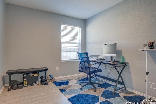 office with hardwood / wood-style flooring