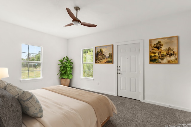 bedroom with carpet and ceiling fan