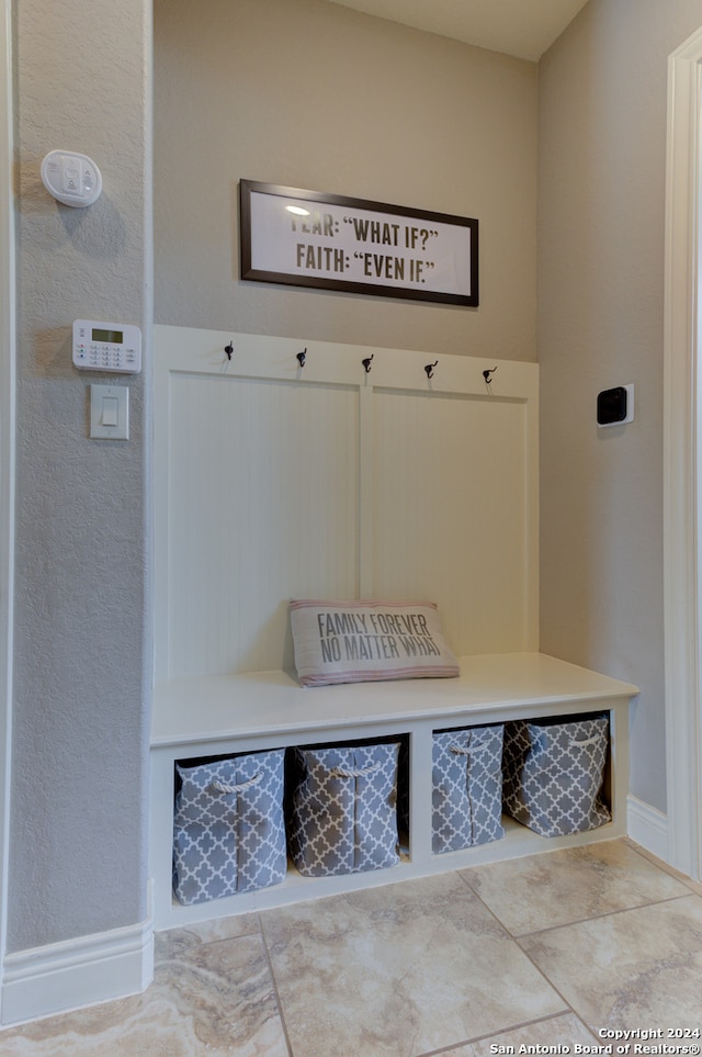 mudroom with tile patterned flooring