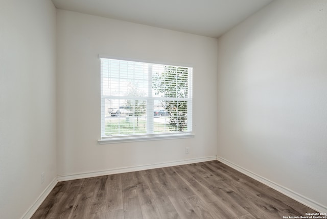 spare room featuring hardwood / wood-style floors and plenty of natural light