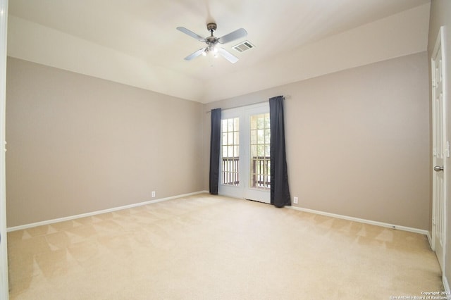 10606 Rainbow Vw, Helotes, TX 78023 - unfurnished room featuring a ceiling fan, baseboards, light colored carpet, and visible vents