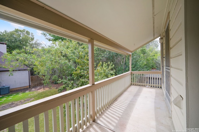 balcony with central AC unit