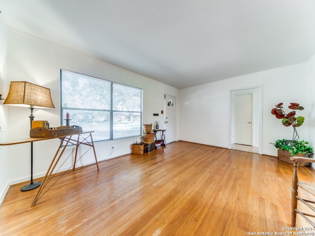 interior space with light hardwood / wood-style floors