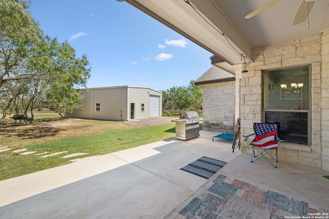 view of patio / terrace featuring grilling area and ceiling fan