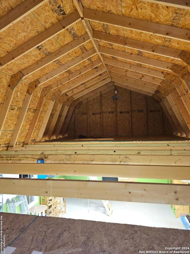 view of unfinished attic