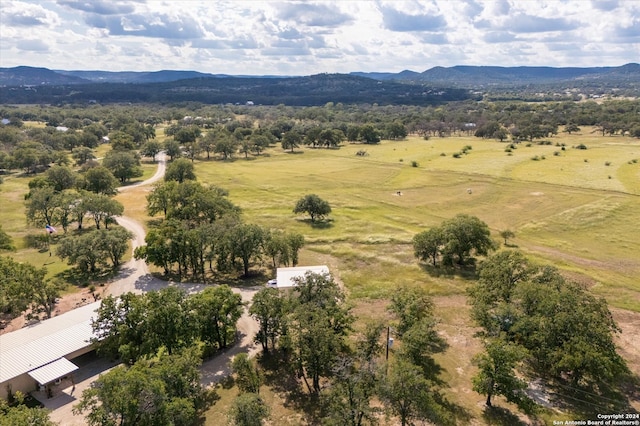 drone / aerial view with a rural view and a mountain view