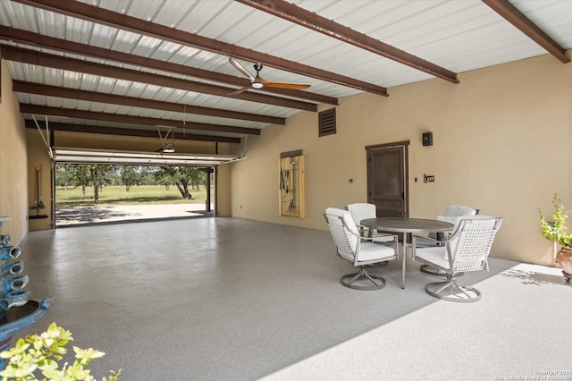 garage with ceiling fan