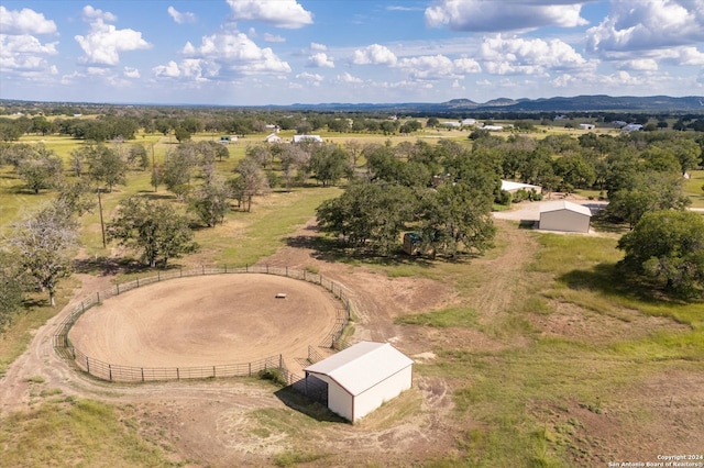 aerial view with a mountain view and a rural view