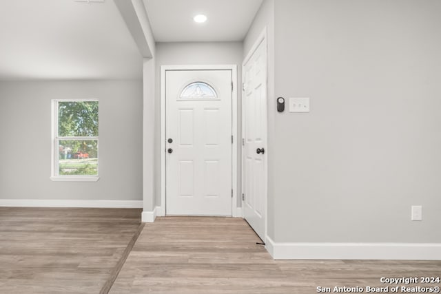 foyer entrance featuring light hardwood / wood-style floors