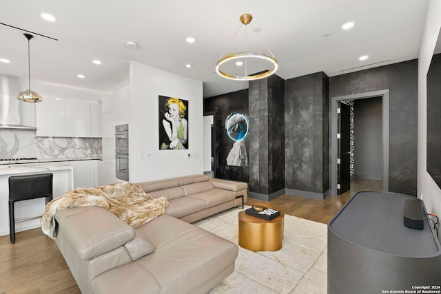 living room with light wood-type flooring