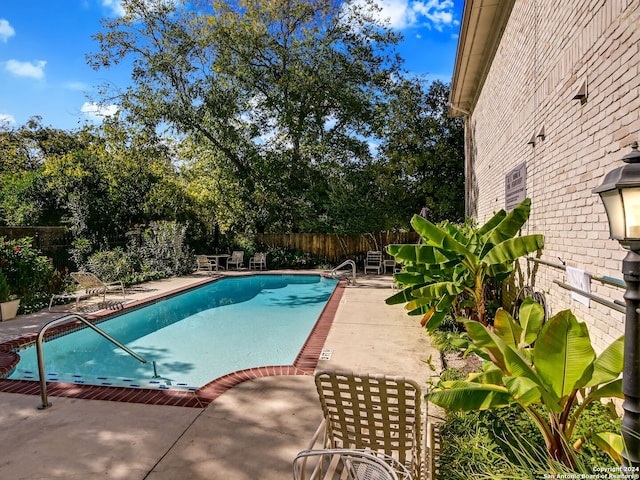 view of swimming pool featuring a patio