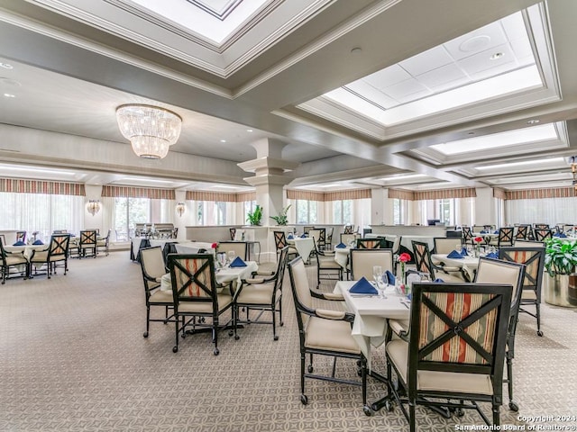 1 Towers Park Ln Unit 503, San Antonio, TX 78209 - carpeted dining area with a chandelier
