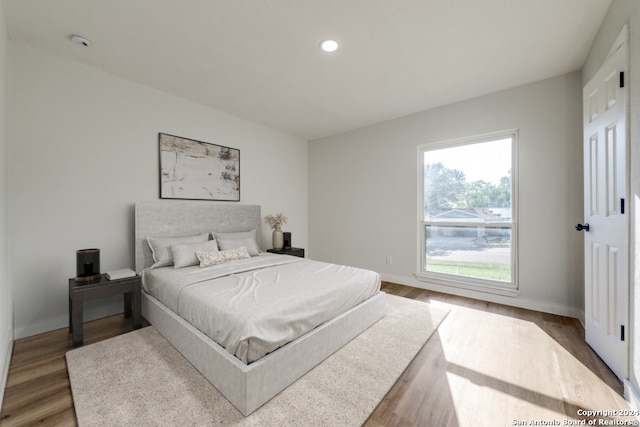 bedroom with hardwood / wood-style floors