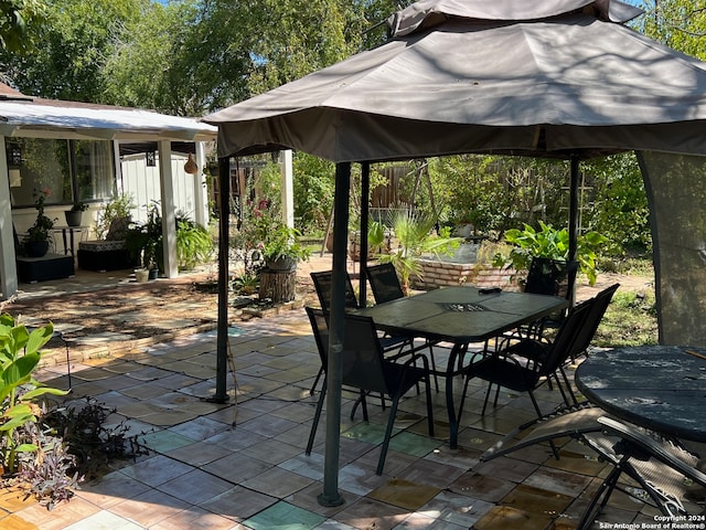 view of patio / terrace featuring a gazebo