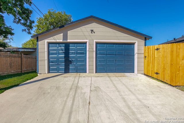 garage with wood walls