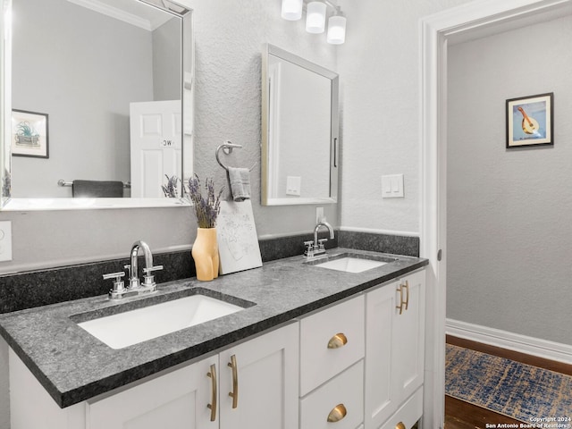 bathroom featuring wood-type flooring and vanity