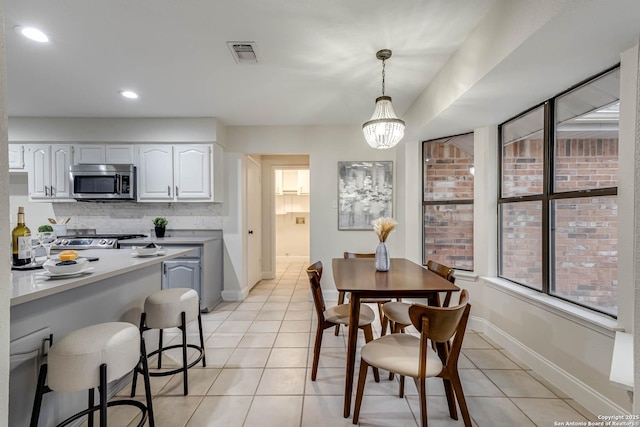 view of tiled dining room