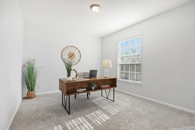 view of carpeted home office