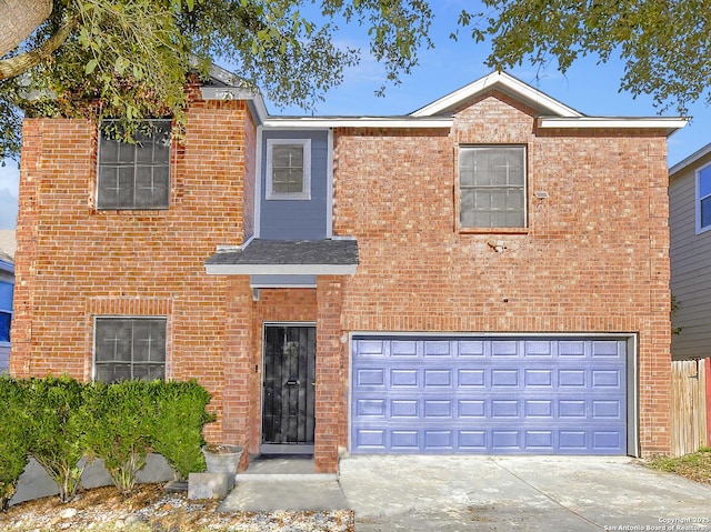 view of front property with a garage