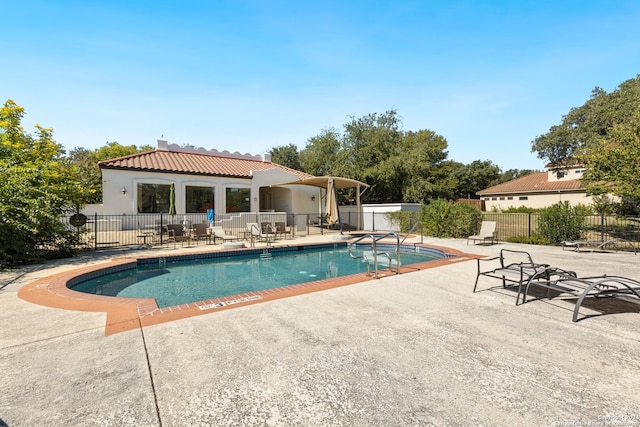 view of swimming pool with a patio