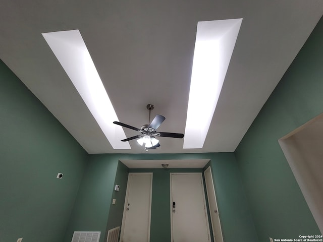 interior details with ceiling fan