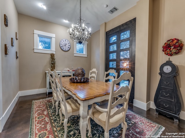 dining room with an inviting chandelier