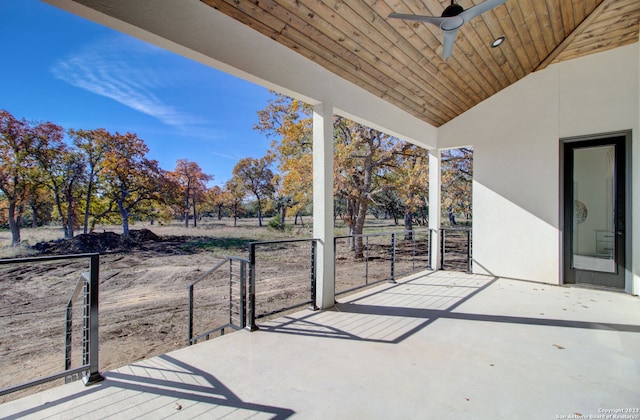 view of patio / terrace featuring ceiling fan