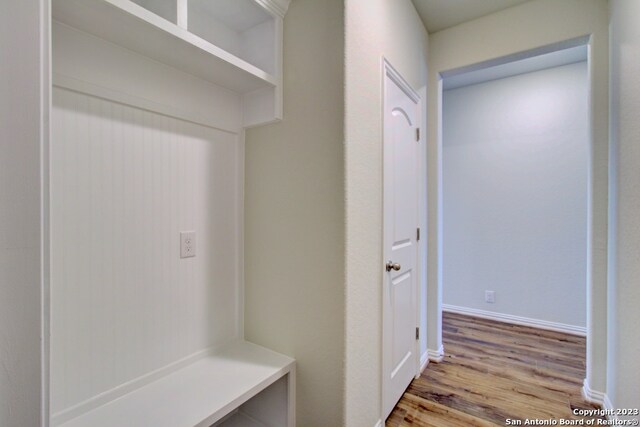 mudroom with light wood-type flooring