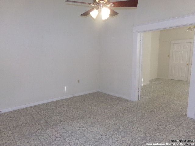 spare room featuring ceiling fan