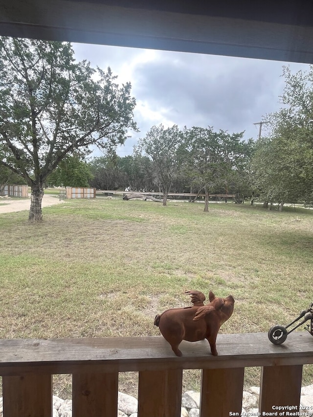 view of yard with a rural view