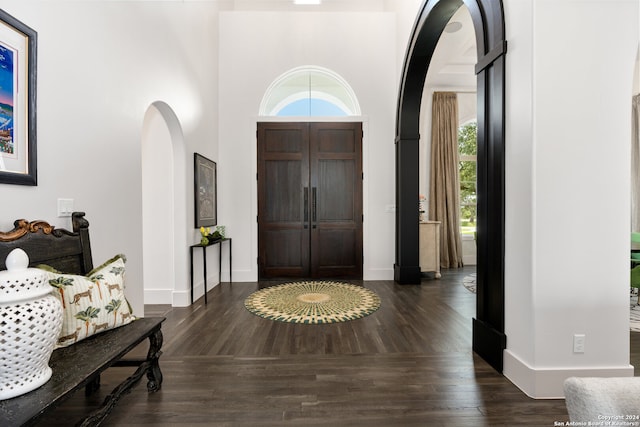 foyer entrance featuring dark hardwood / wood-style flooring