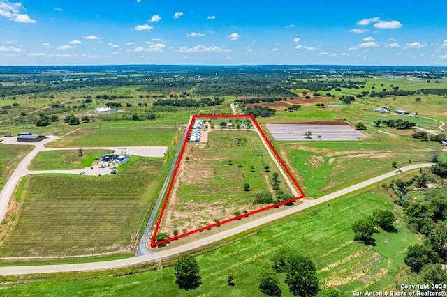 drone / aerial view with a rural view