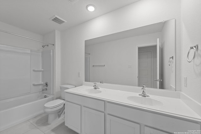 8432 Roadrunner Psge, San Antonio, TX 78222 - full bathroom featuring double vanity, visible vents, toilet, and a sink
