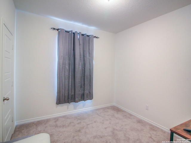 carpeted spare room with a textured ceiling