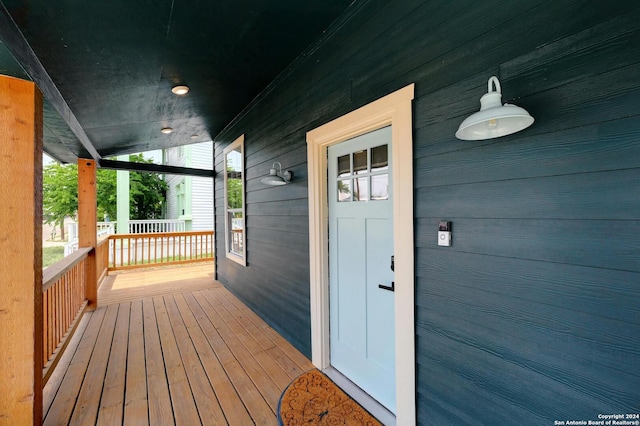 deck featuring covered porch