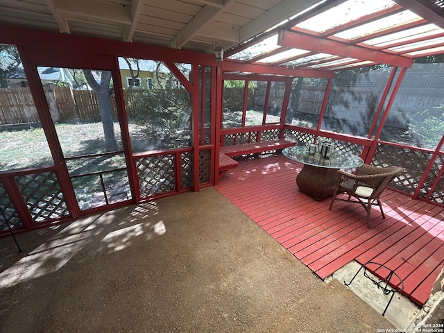 view of unfurnished sunroom