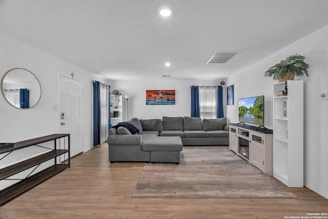 living room featuring light hardwood / wood-style flooring