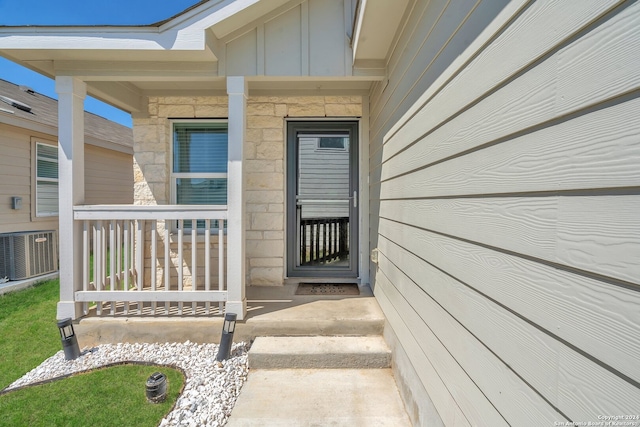 property entrance with cooling unit