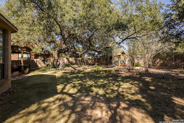 view of yard with a playground