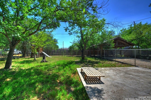 view of yard featuring a playground